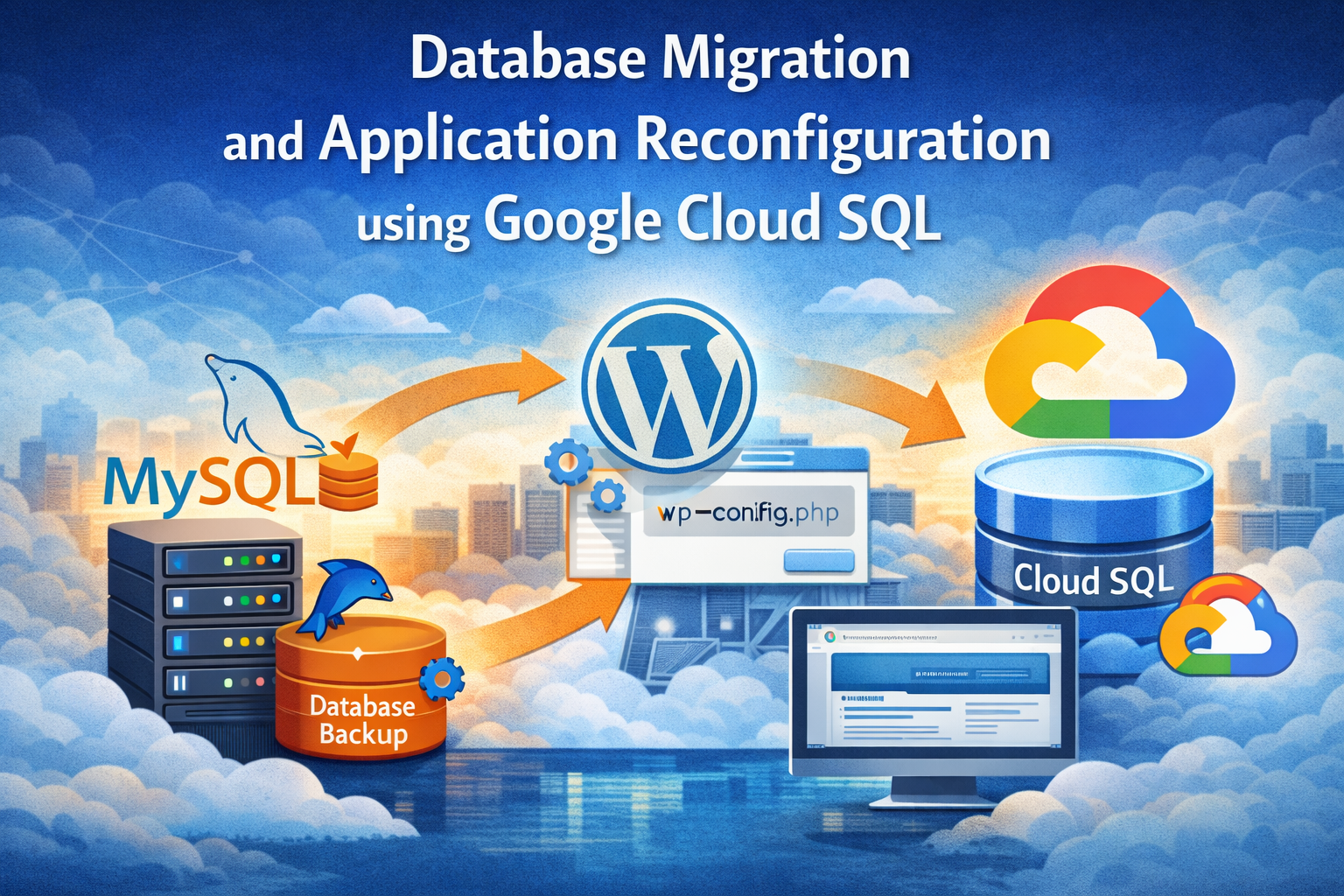 Database Migration and Application Reconfiguration using Google Cloud SQL