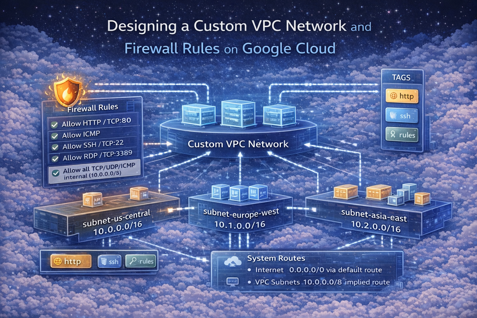 Designing a Custom VPC Network and Firewall Rules on Google Cloud