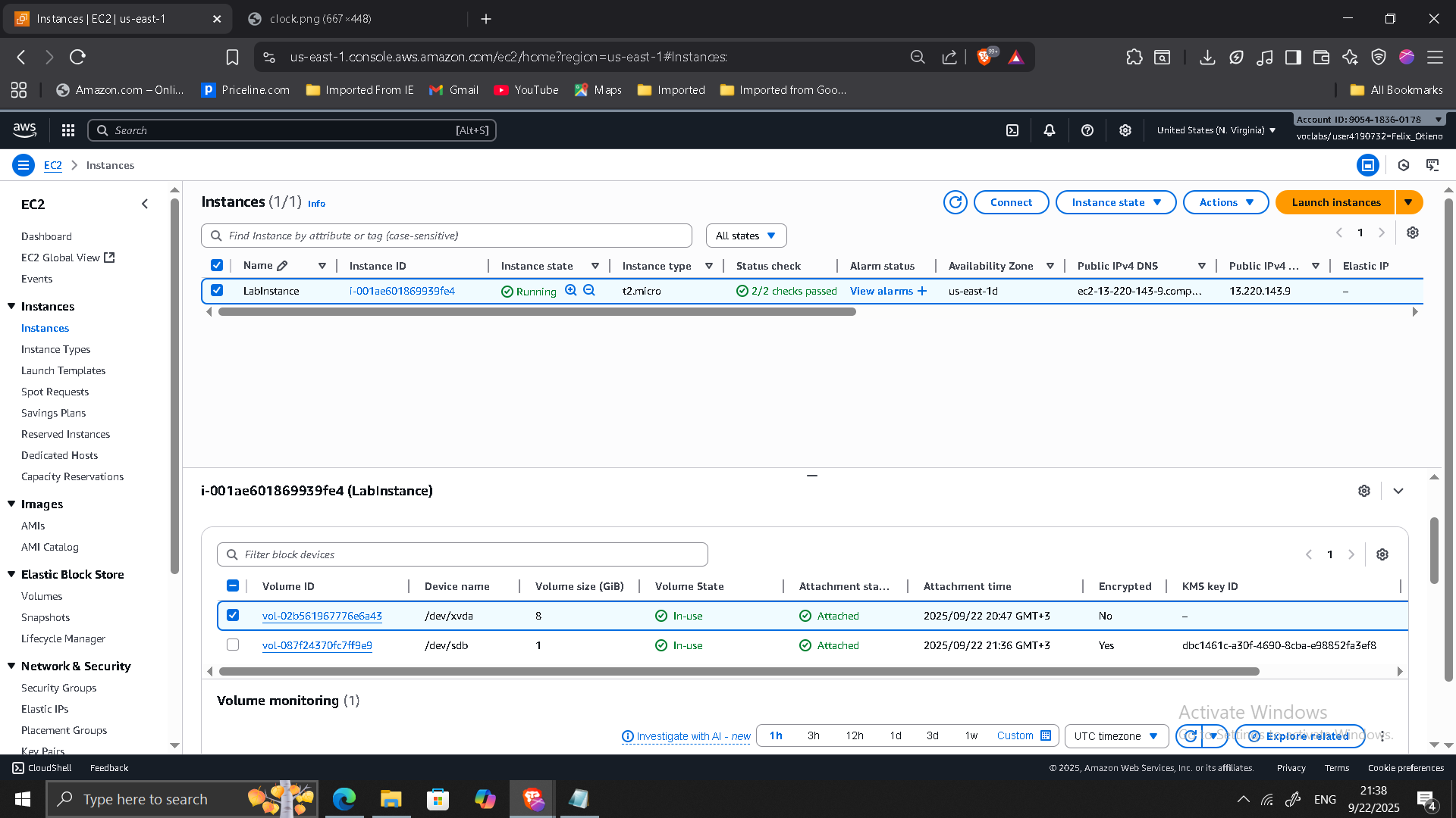 EBS Volumes Screenshot