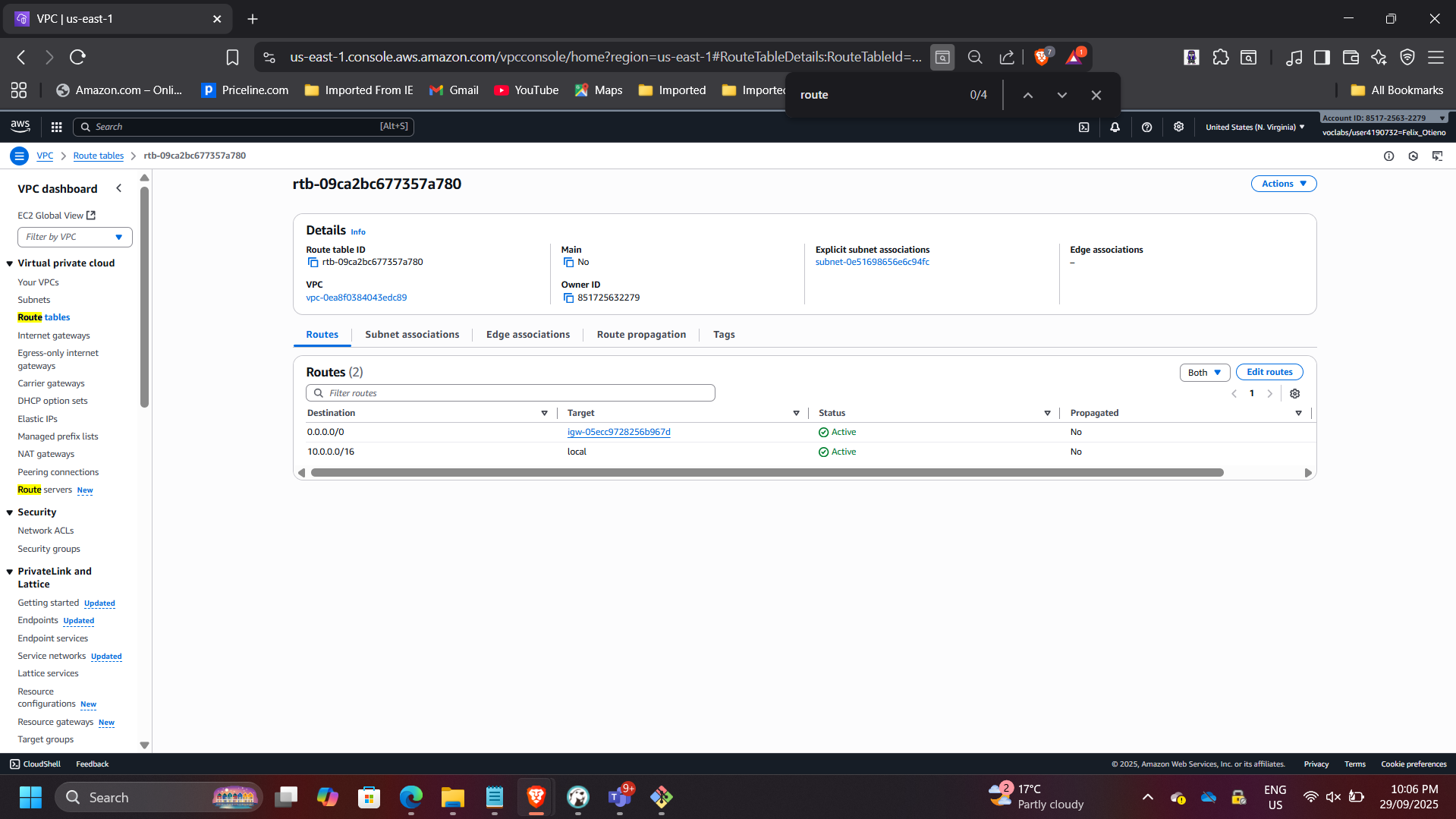 Route Table Configuration