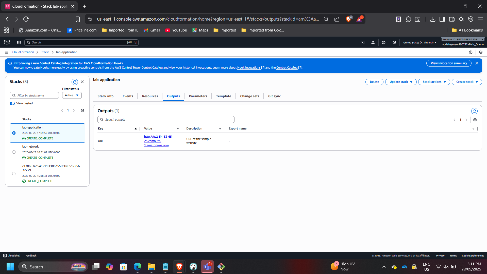 Application URL Output