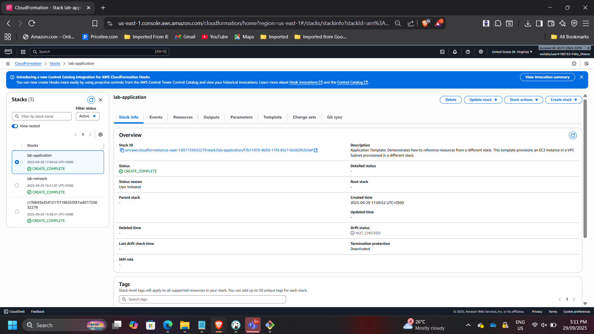 Application Stack Created