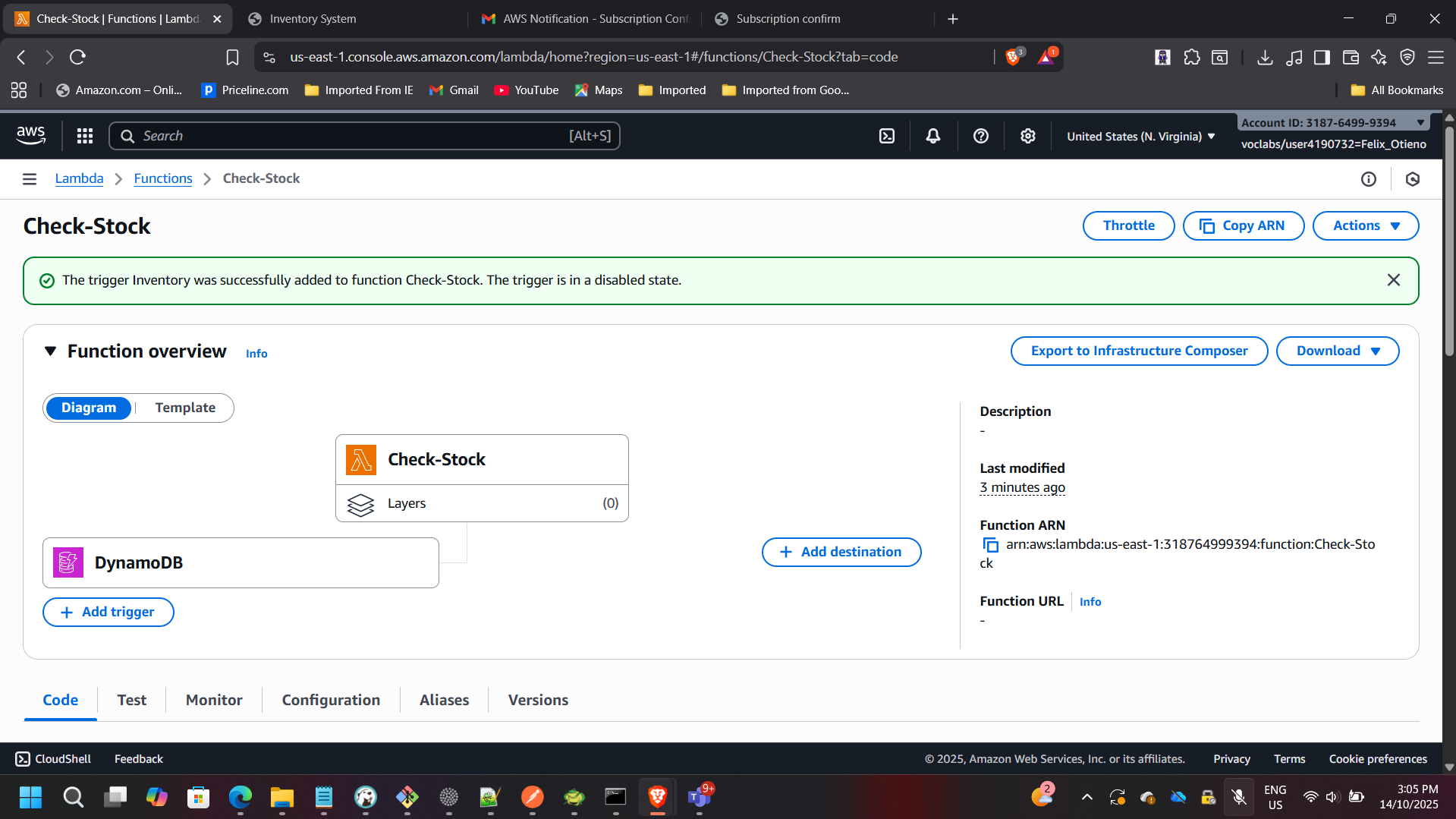 DynamoDB Stream Trigger Attachment