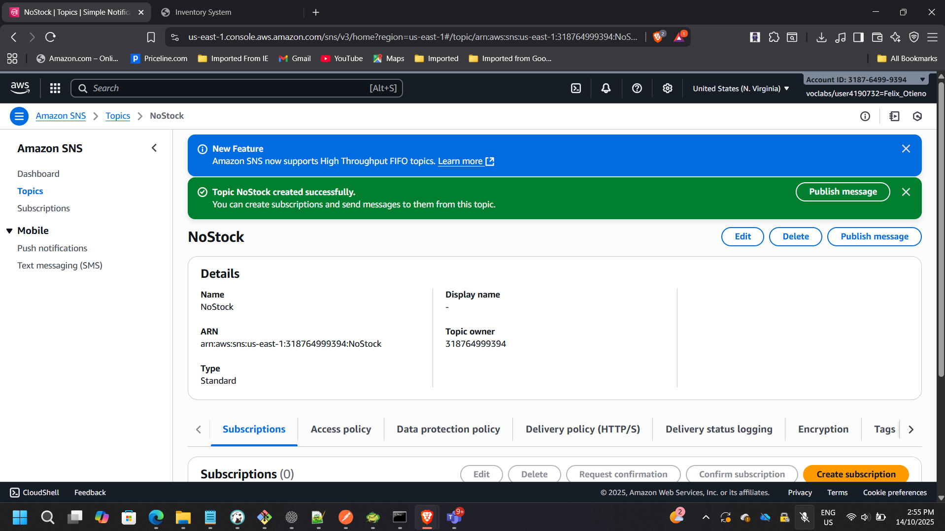 SNS Topic Configuration