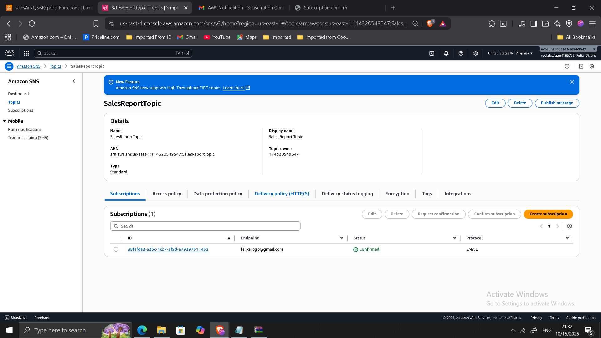 SNS Subscription Confirmed