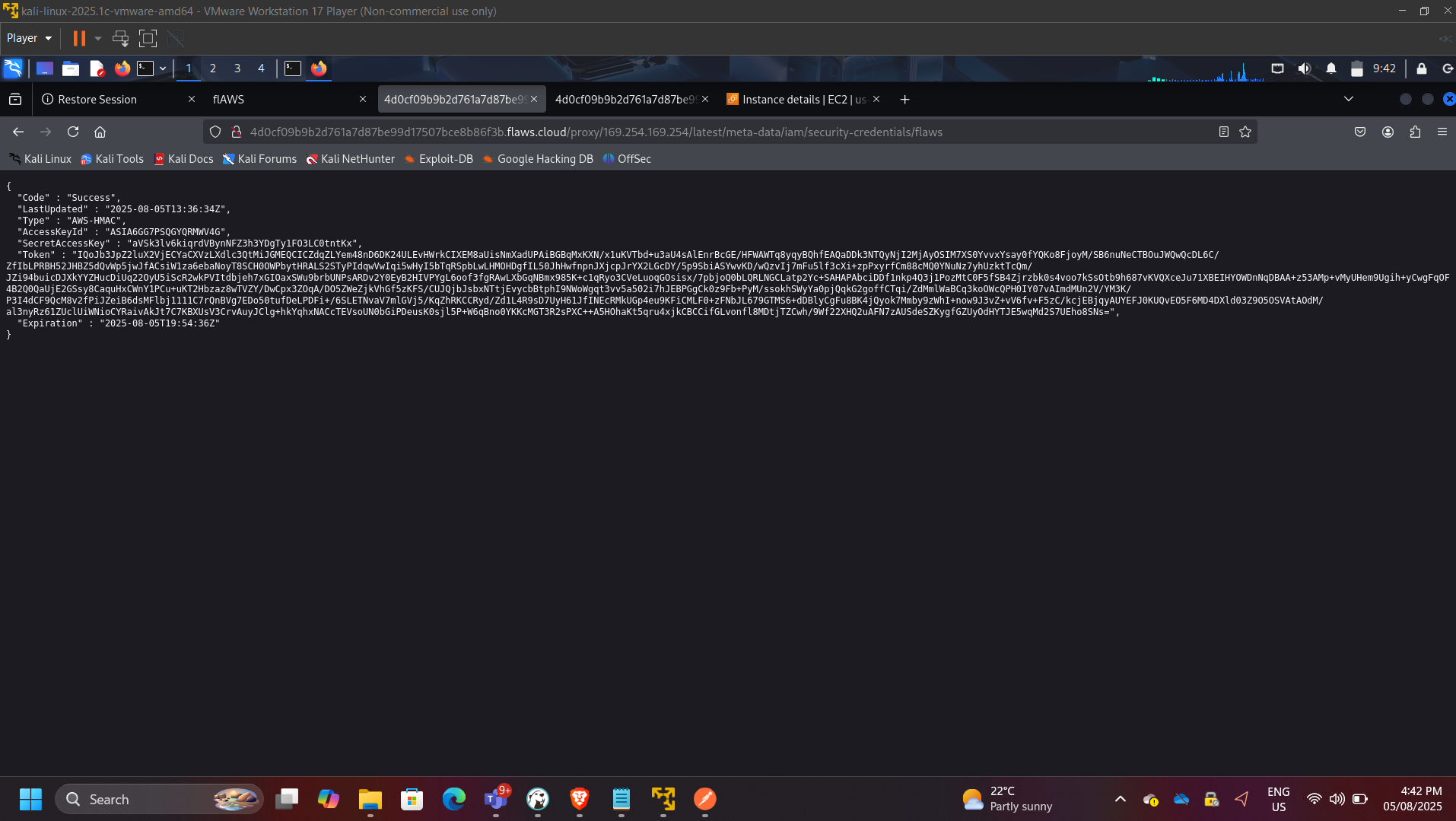 Extracted Temporary Credentials
