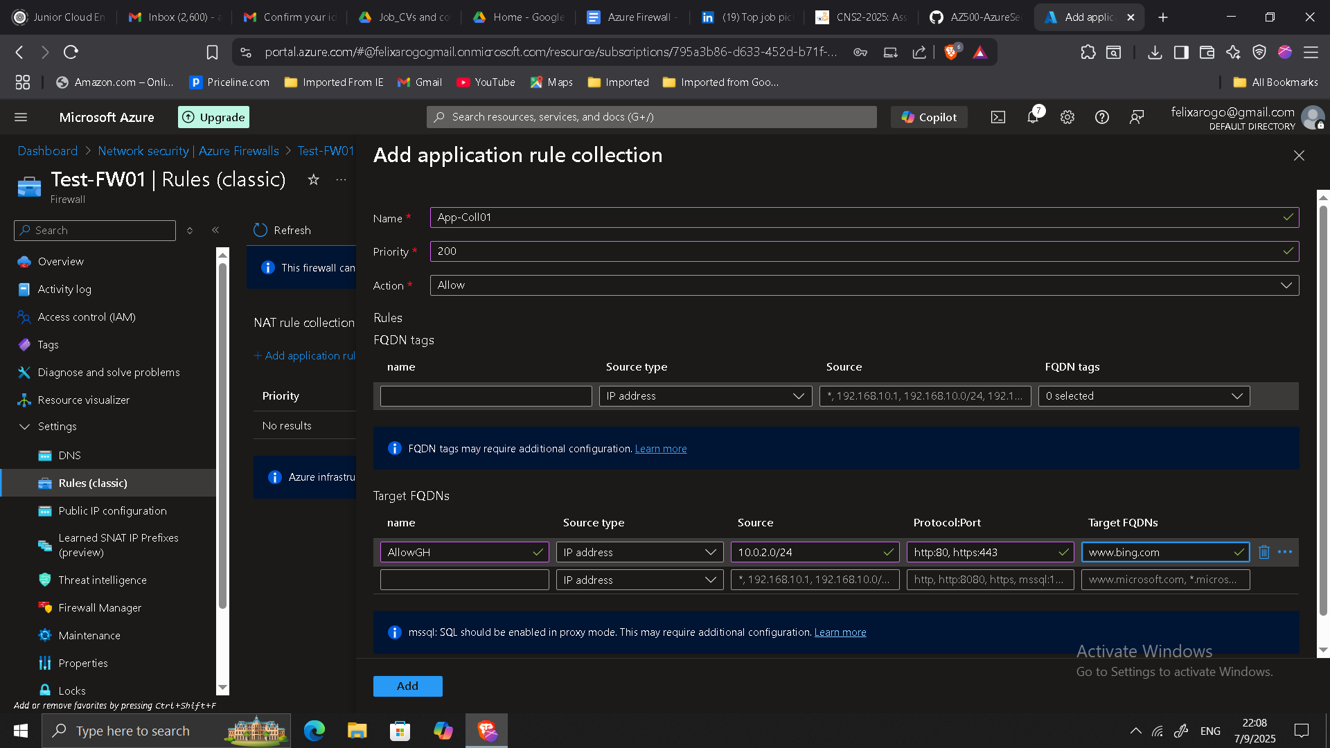 Azure Firewall Application Rules