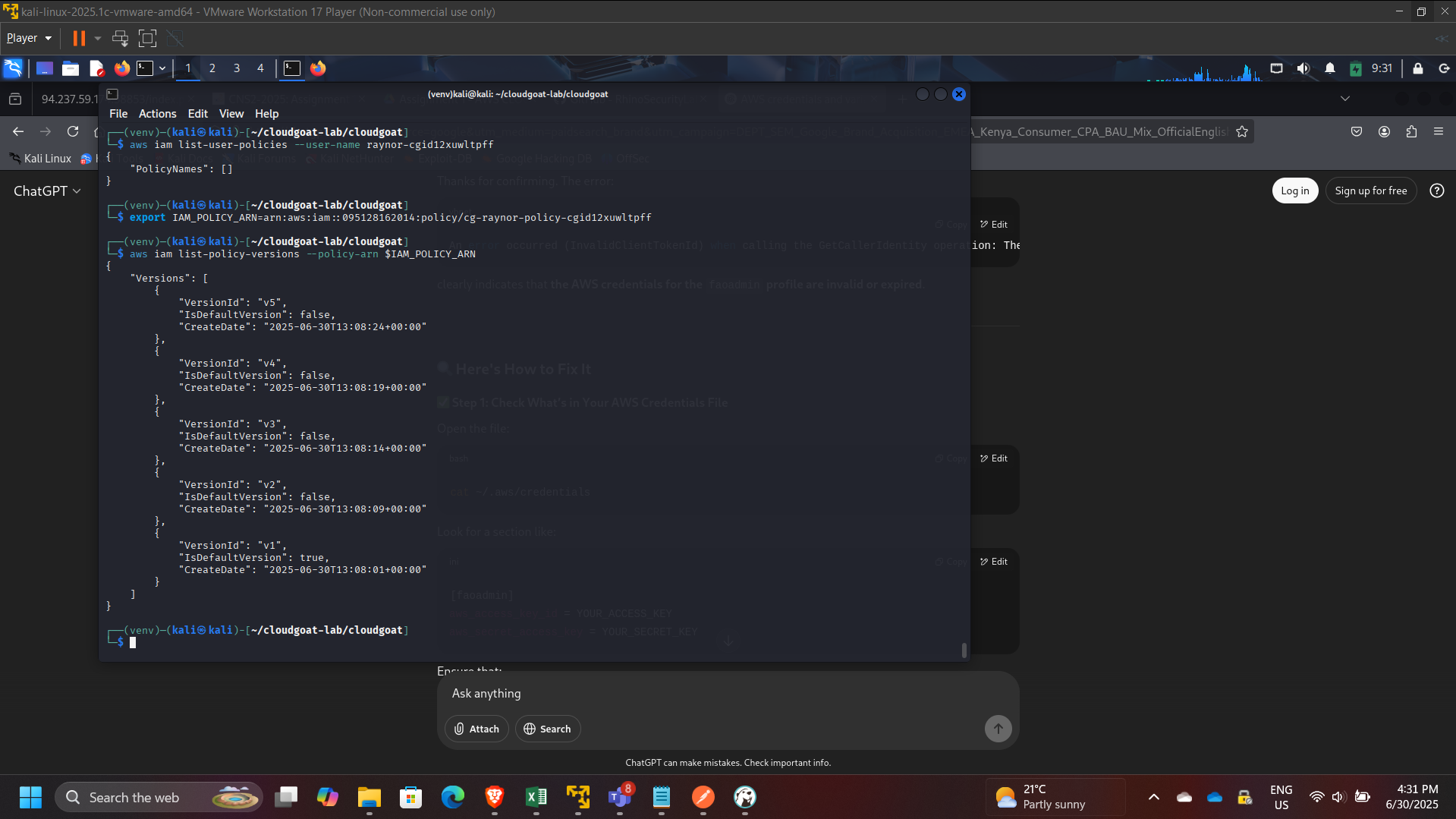 Policy Versions List