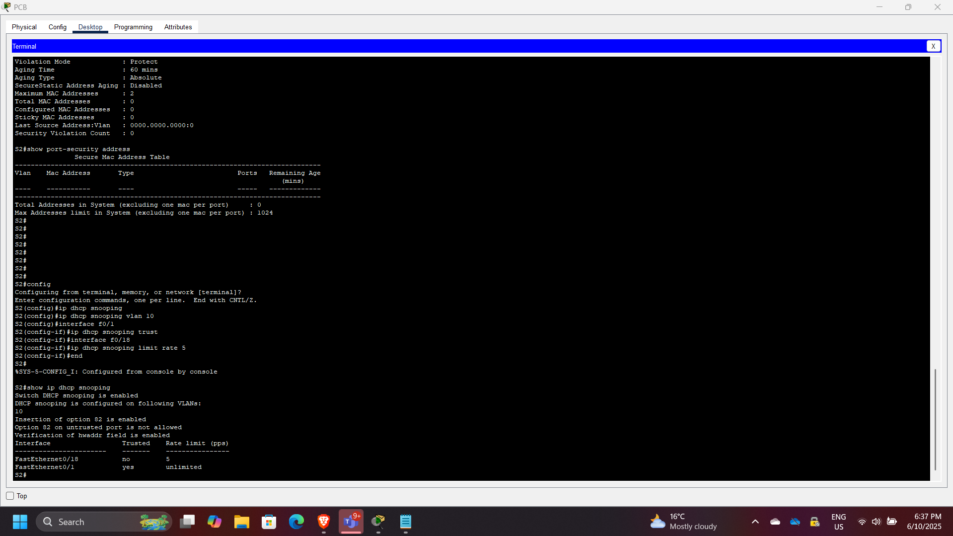DHCP Snooping Configuration
