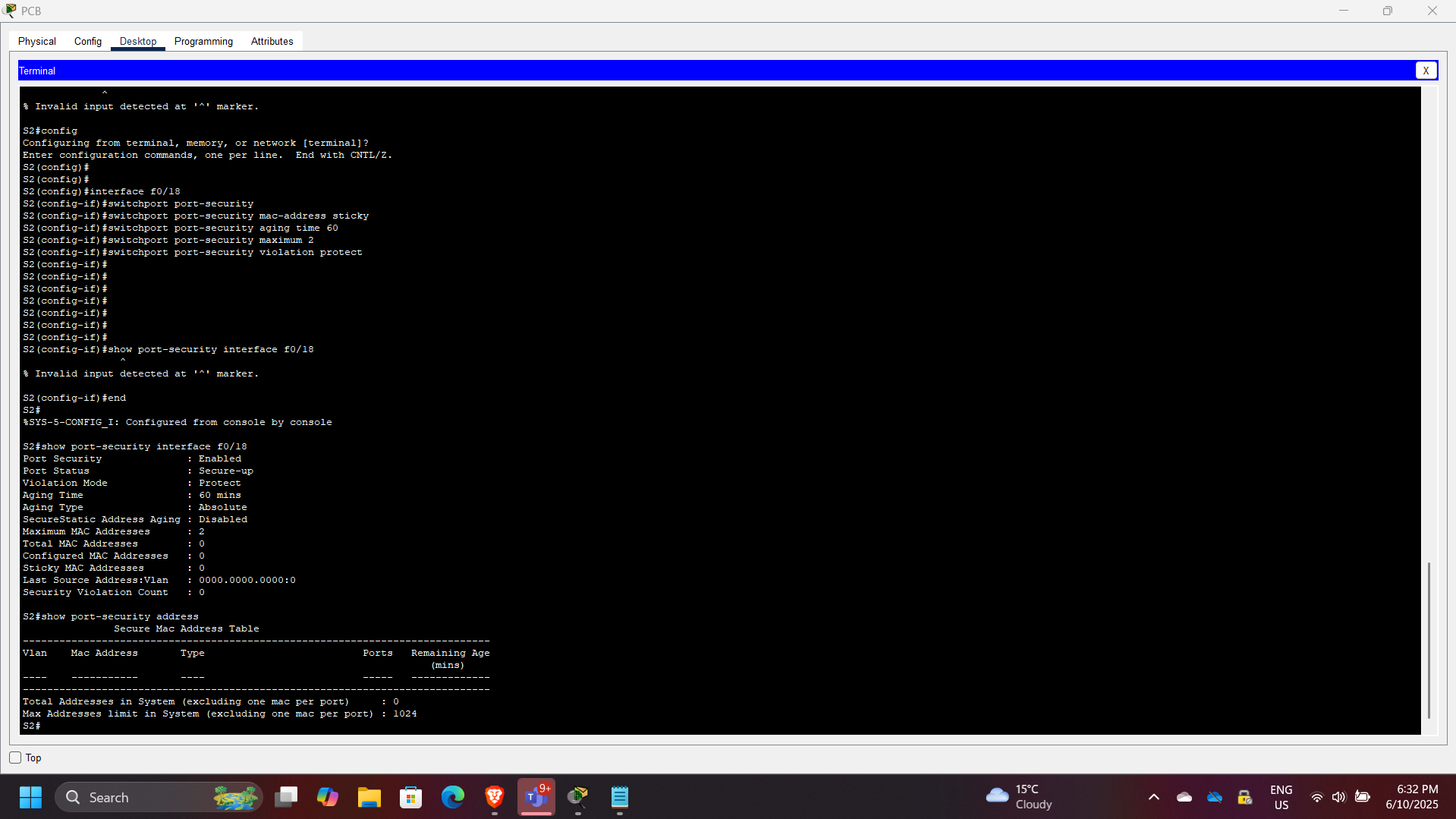 Port Security Verification