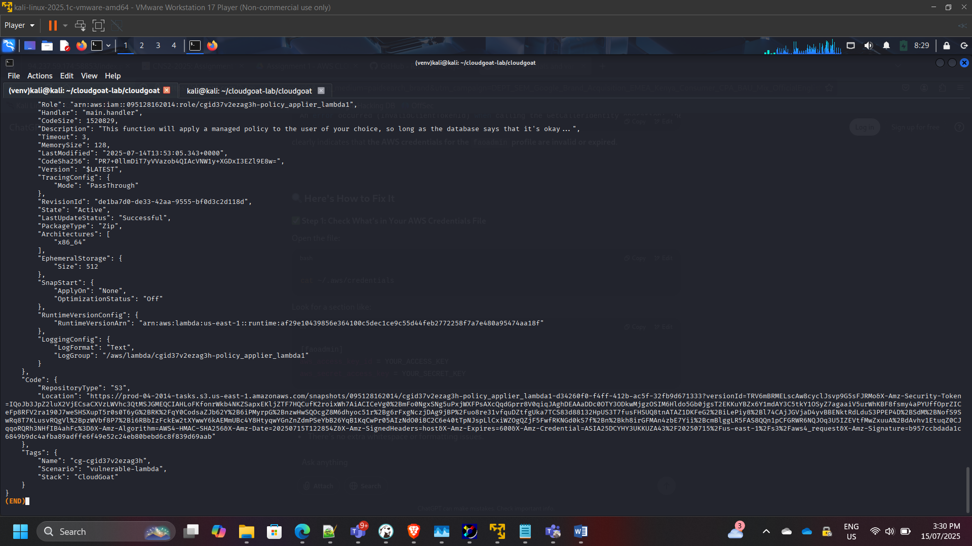 Lambda Enumeration Output