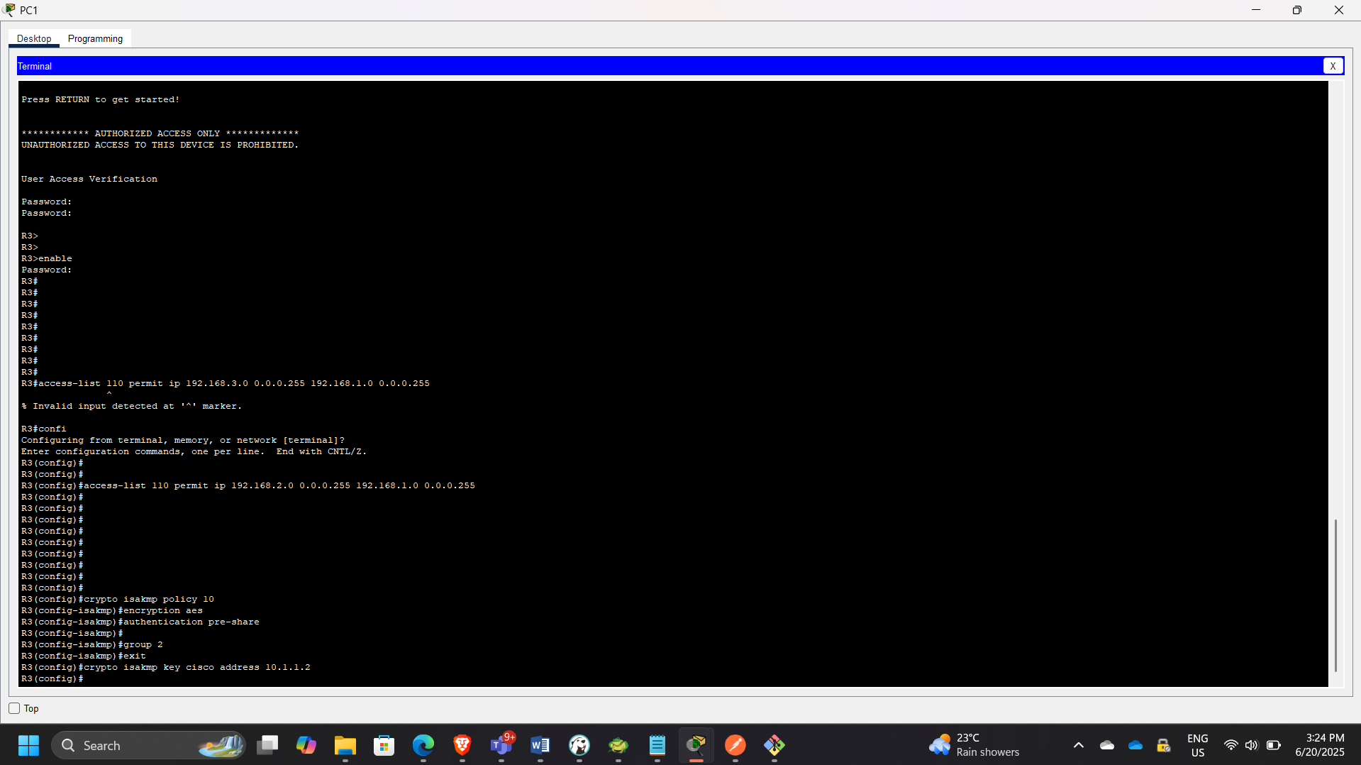 R3 Configuration Output