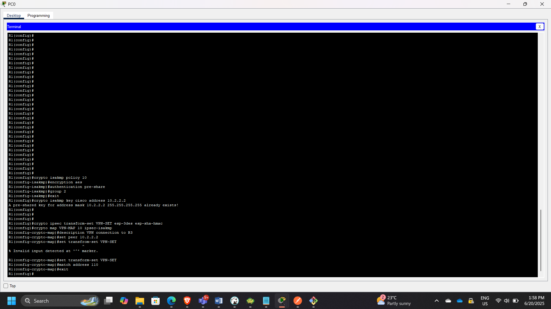 Transform Set Configuration