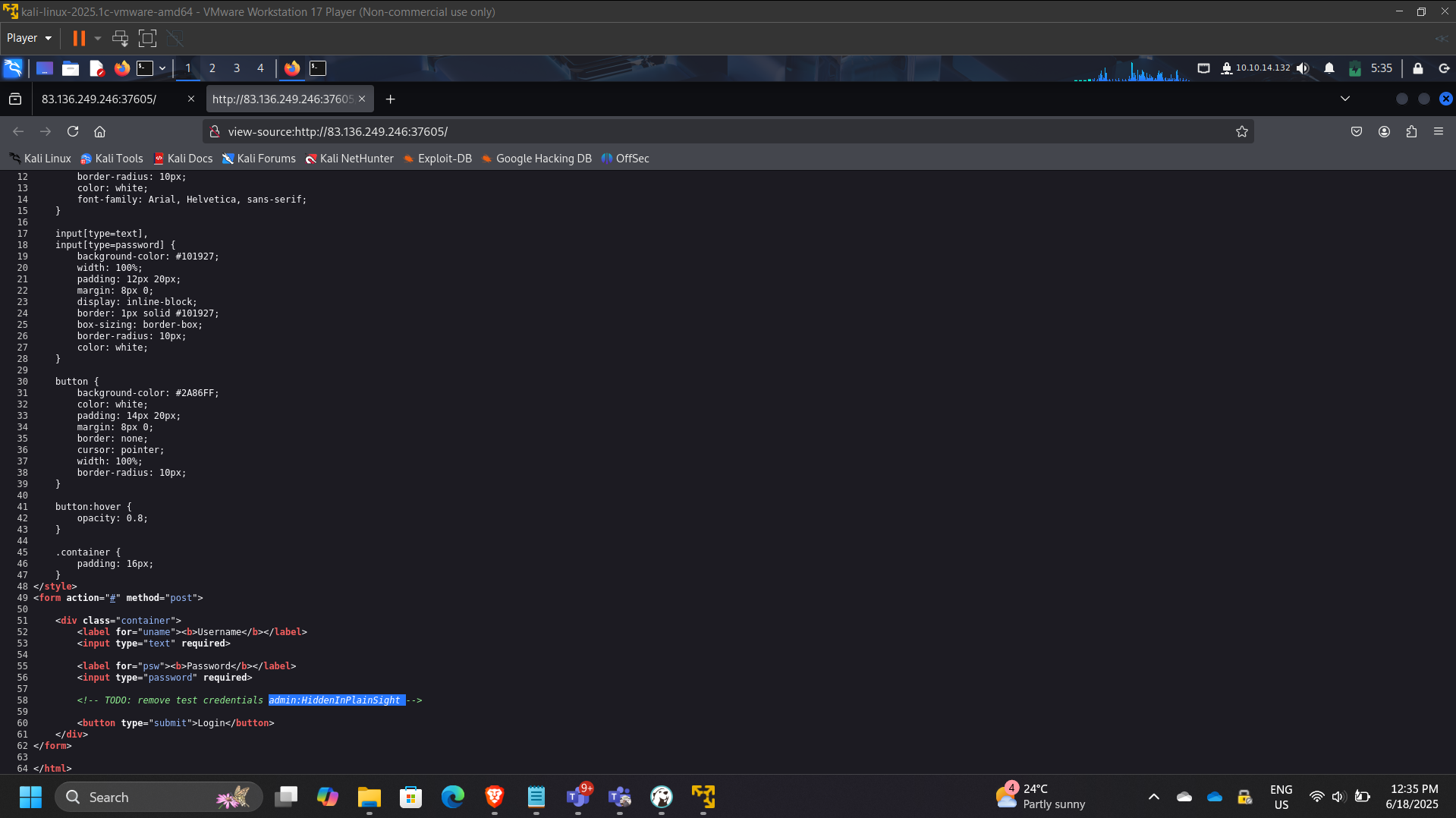Login Form Source Code Inspection