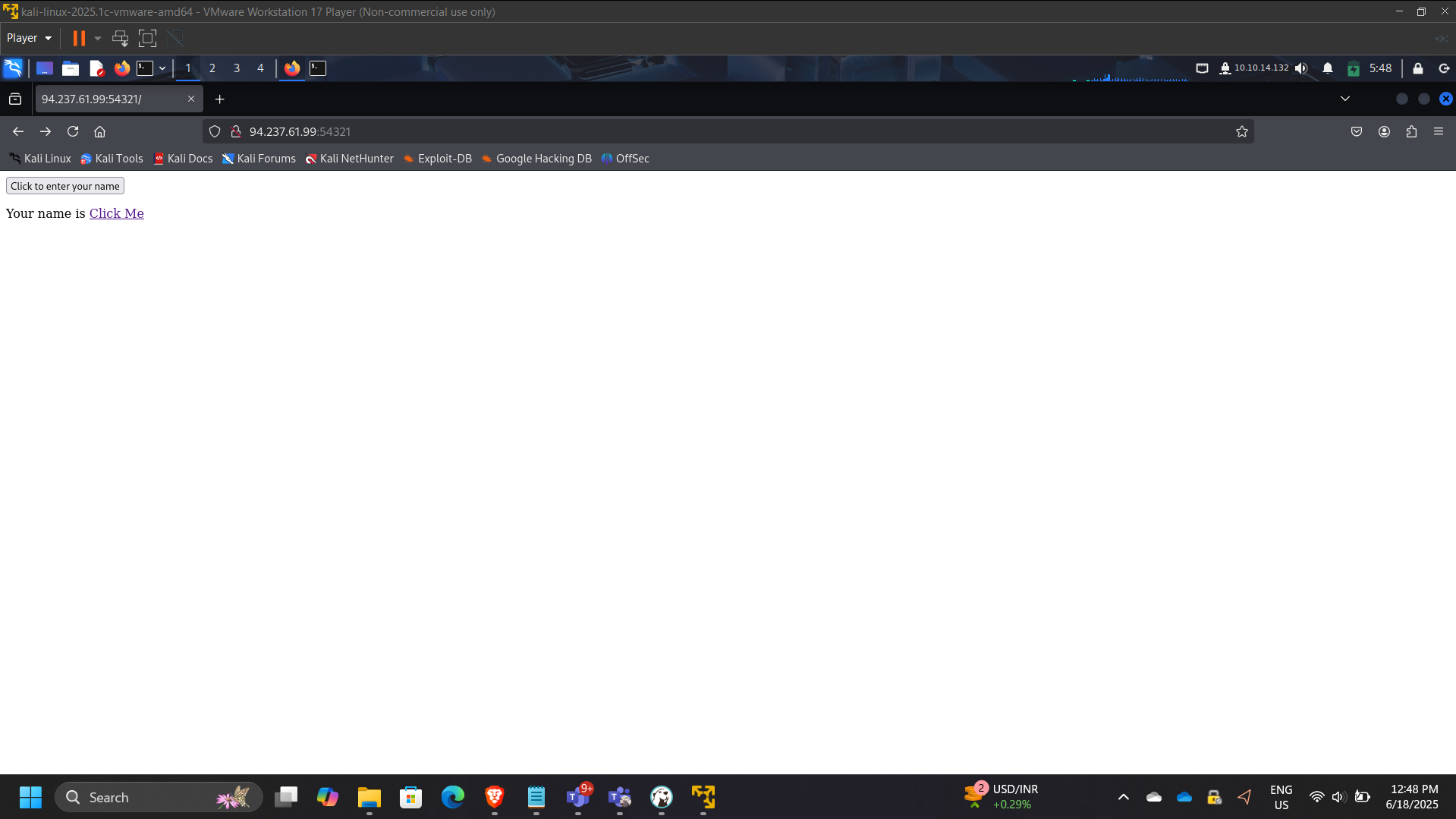 HTML Injection Payload Execution
