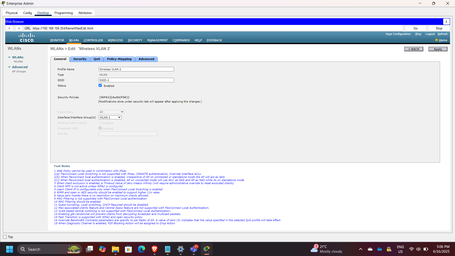 WLC WLAN Configuration